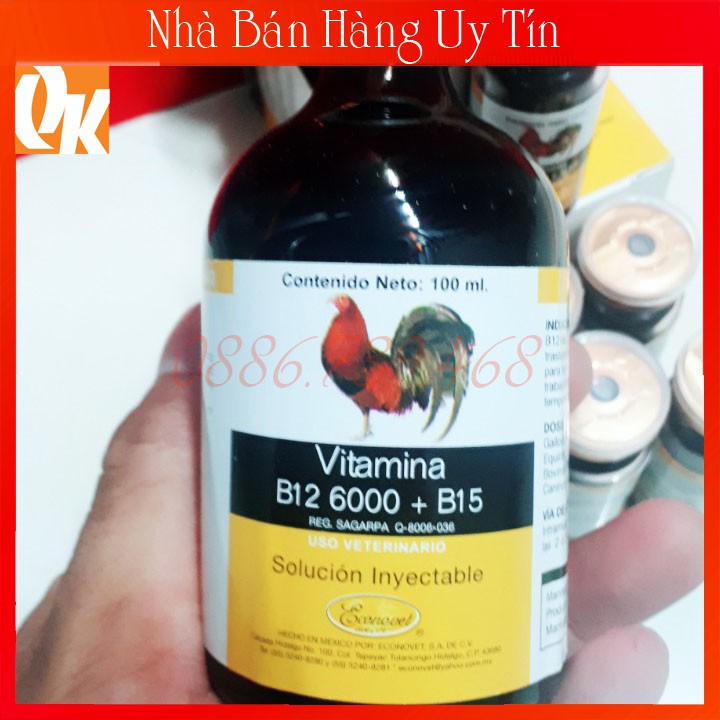 Vitamina B12 6000+B15 - Chích Gà Sung Đá Bo Khủng Chích Nuôi Chiến Kê Chế Độ Đá