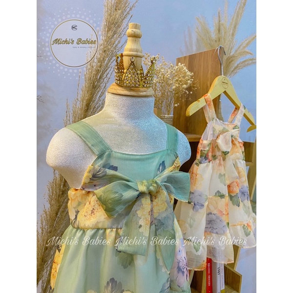 Váy voan tơ hoa thiết kế 2 dây siêu xinh cho bé