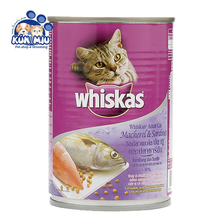 Combo 6 lon Thức ăn Pate cho mèo trưởng thành Whiskas lon 400gr (giao hàng siêu nhanh)