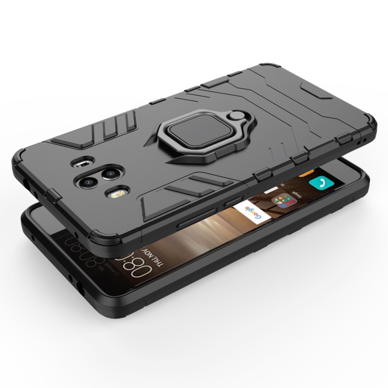 Ốp Điện Thoại PC + Silicone Mềm Chống Sốc Có Vòng Nhẫn Giá Đỡ Xoay Cho Huawei Mate 10 9 Lite