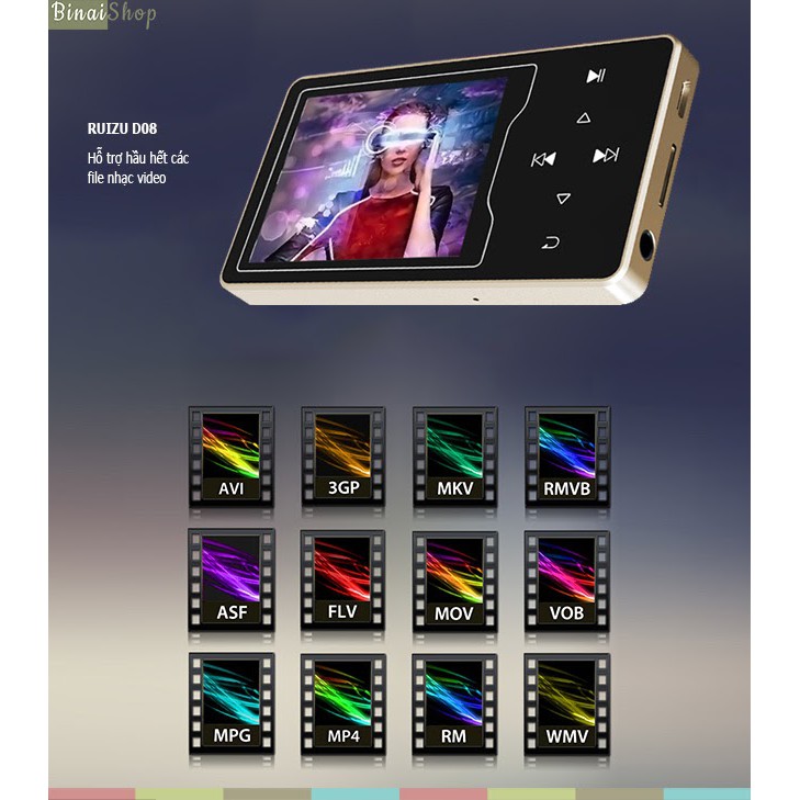 Máy nghe nhạc màn hình HD 2.4 inches Ruizu D08/ Ruizu H8