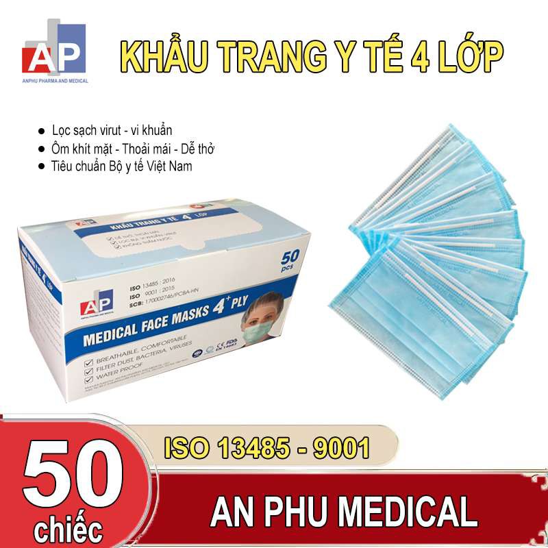 Khẩu Trang Y Tế 4 Lớp Có LOGO,Hộp 50 Chiếc Kháng Khuẩn,Lọc Khói Bụi Độc Hại , hàng nhà máy bán trực tiếp . | BigBuy360 - bigbuy360.vn