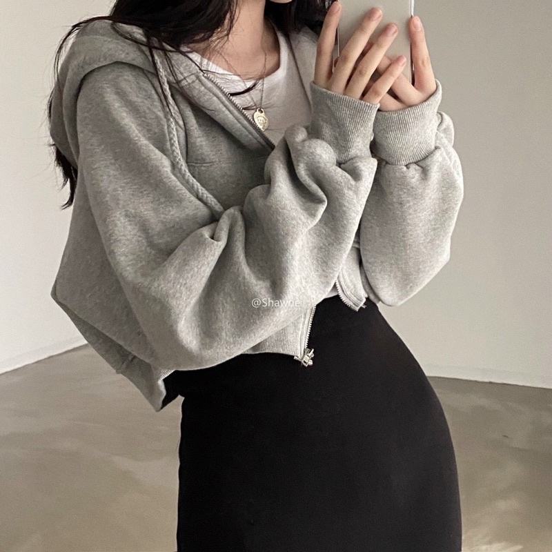 Áo khoác croptop nón