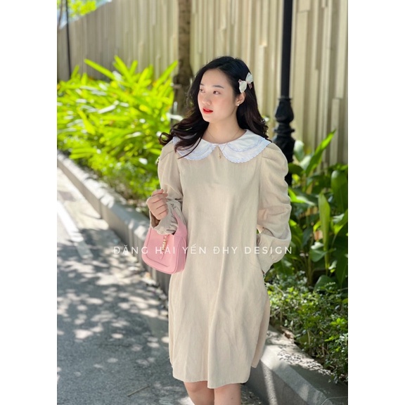 Váy nhung thiết kế ANIEE cổ bèo tay bồng tiểu thư | BigBuy360 - bigbuy360.vn