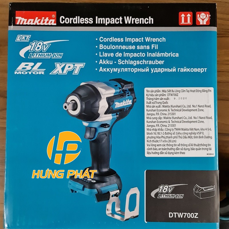 Máy siết bulong dùng pin Makita DTW700Z -18V (thân máy -chưa gồm pin, sạc)