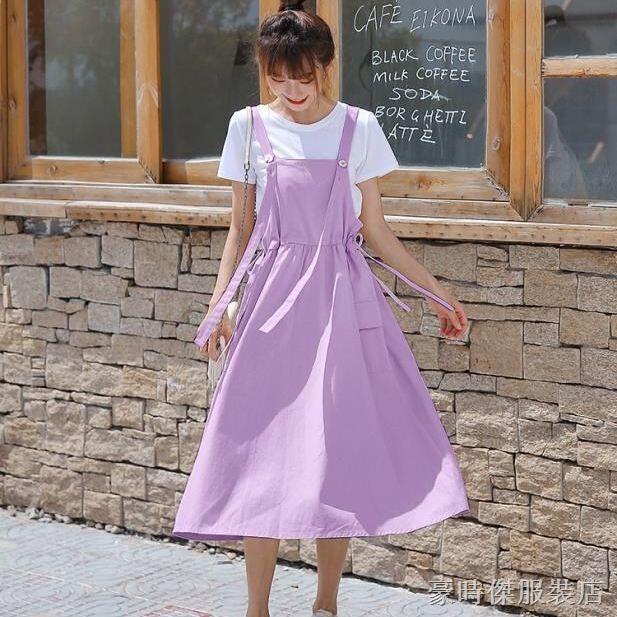 ❂■Đầm yếm dài qua gối form rộng phong cách Retro