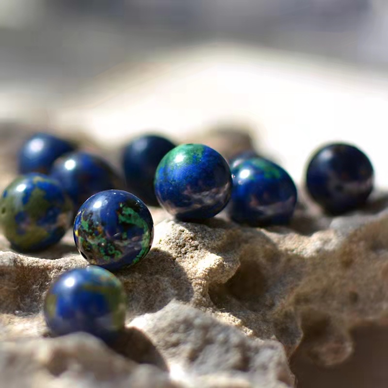 Vòng Tay Chuỗi Hạt Đá Azurite Tự Nhiên Cho Nam Và Nữ