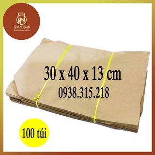 100 Túi giấy Kraft 40 x 30 x 13cm - Loại giấy tốt định lượng 70gsm - Dùng để đóng gói hàng và gói trái cây chuyên nghiệp