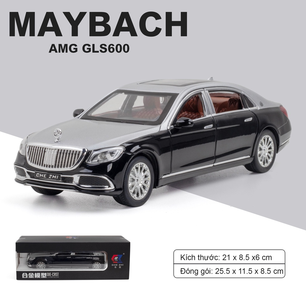 Xe mô hình Mercedes-Benz Maybach S600 -2020 tỉ lệ 1:24 XLG cao cấp mở được của xe và bật được đèn