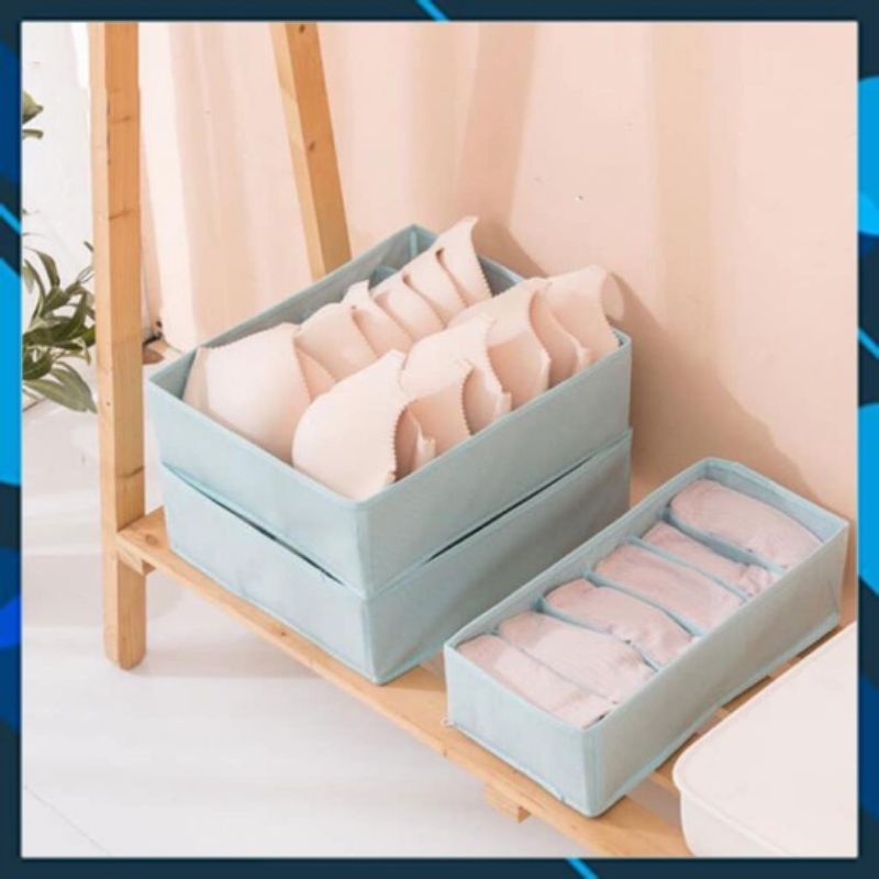 Combo 3 hộp vải nhiều ngăn đựng tất, vớ, đồ lót đa năng tiện dụng
