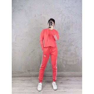 (Hàng chuẩn auth) HOODIE CORE PINK RECYCLE COTTON/Set bộ thu đông adidas nữ màu hồng