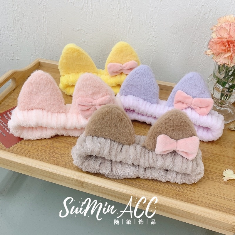 Băng Đô Cài Tóc Rửa Mặt Co Giãn Bản Rộng Bằng Vải Lông Hình Bướm Dễ Thương Phong Cách Hàn Quốc Cho Nữ