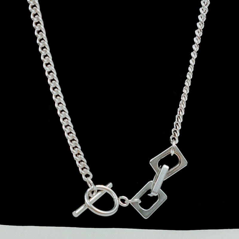 Vòng cổ Mặt Hình Học Bằng Thép Titan Phong Cách hip-hop Sang Trọng Thời Trang