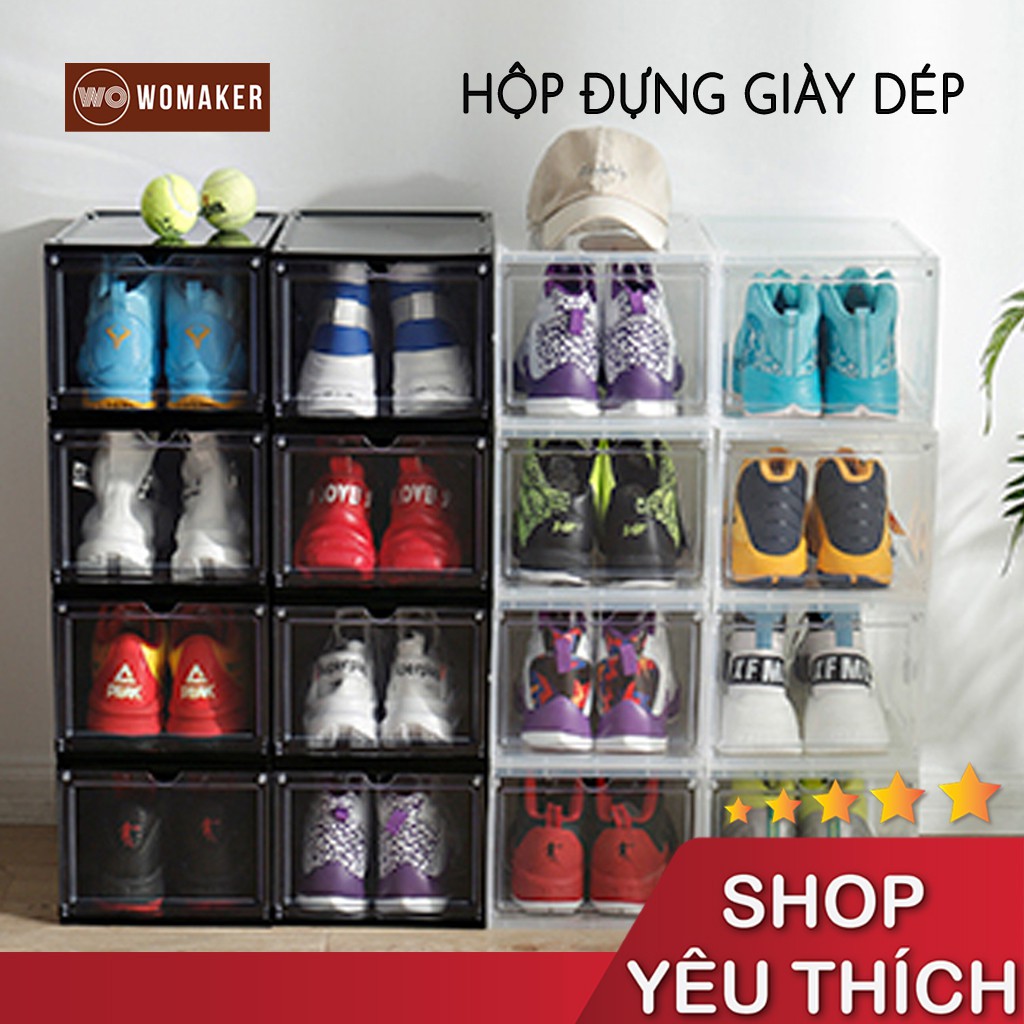 1 Hộp Đựng Giày Nhựa Cứng Cao Cấp Nắp Trong Suốt Tích Hợp Nam Châm Phù Hợp Đa Số Các Loại Giày Dép [Hàng Có Sẵn]