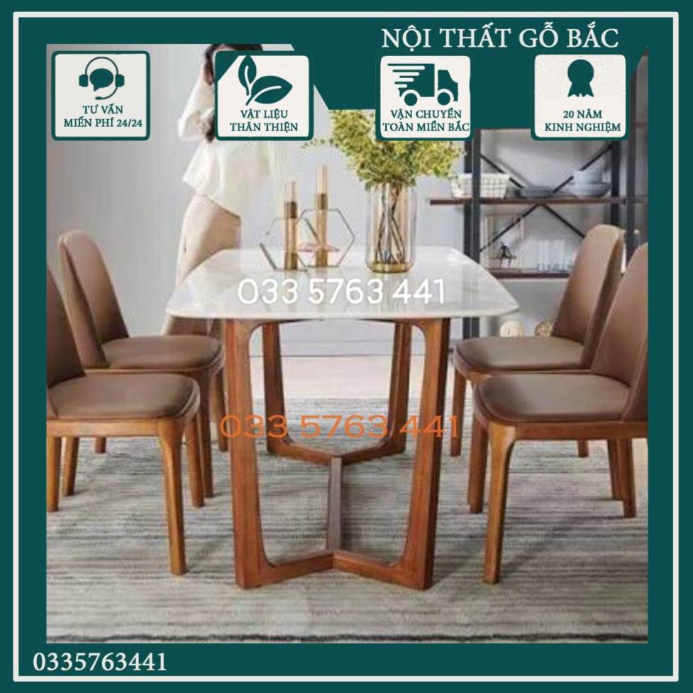 Bộ bàn ăn 6 ghế bọc da, nỉ mặt bàn đá nhân tạo BA28 giá gốc tại xưởng - bàn ăn mặt đá .