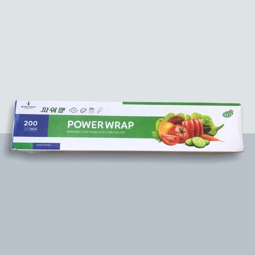 Màng bọc thực phẩm PVC tự hủy sinh học  Power Wrap Hàn Quốc Size 60m x 30cm