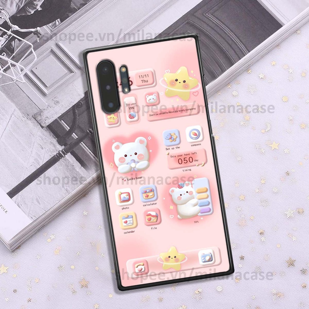 Ốp Samsung Note 10 / Note 10 Plus / Note 10+ hình đồng hồ icon gấu mèo cute cực dễ thương ngộ nghĩnh