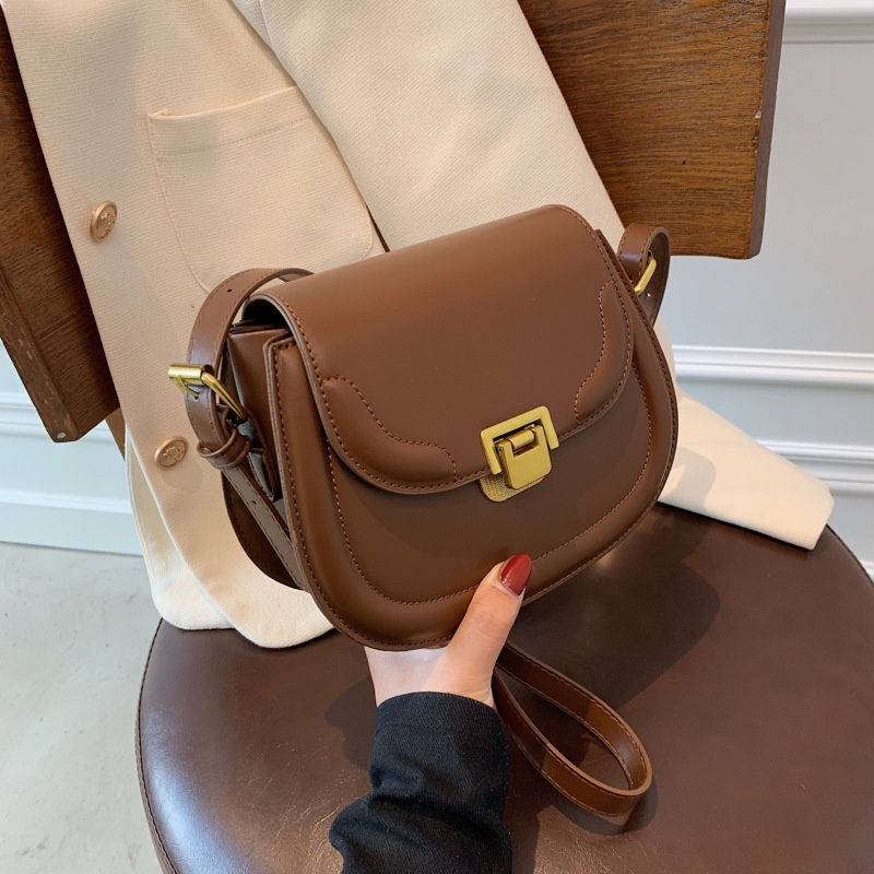 Túi Xách Nữ Đeo Chéo Hình Bầu Dục Có Hai Quai Túi Đẹp Nách Da PU Màu Đen Màu Nâu Kiểu Dáng Đơn Giản Phong Cách Hàn Quốc