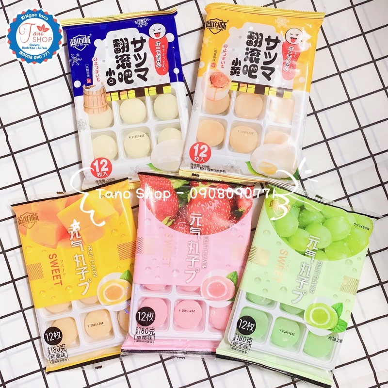 Bánh mochi lạnh nhân kem trái cây Đài Loan khay 180g, ăn vặt ngon rẻ TaNo