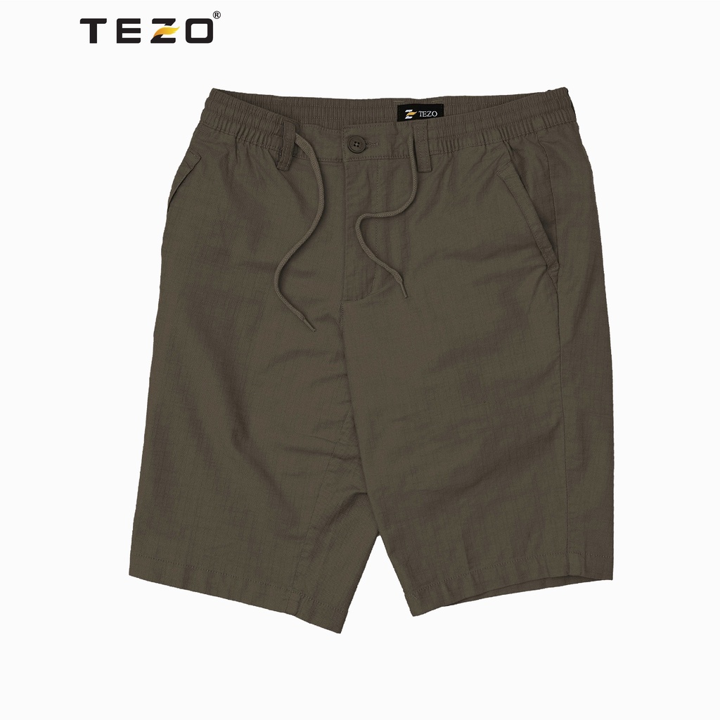 Quần short kaki nam cạp chun có dây luồn Tezo năng động thoải mái 2202QNKB07