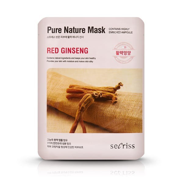 Mặt Nạ Pure Nature Mask Red Ginseng Hồng Sâm chống lão hoá - SECRISS - ANSKIN - HÀN QUỐC - DERMAROLLER