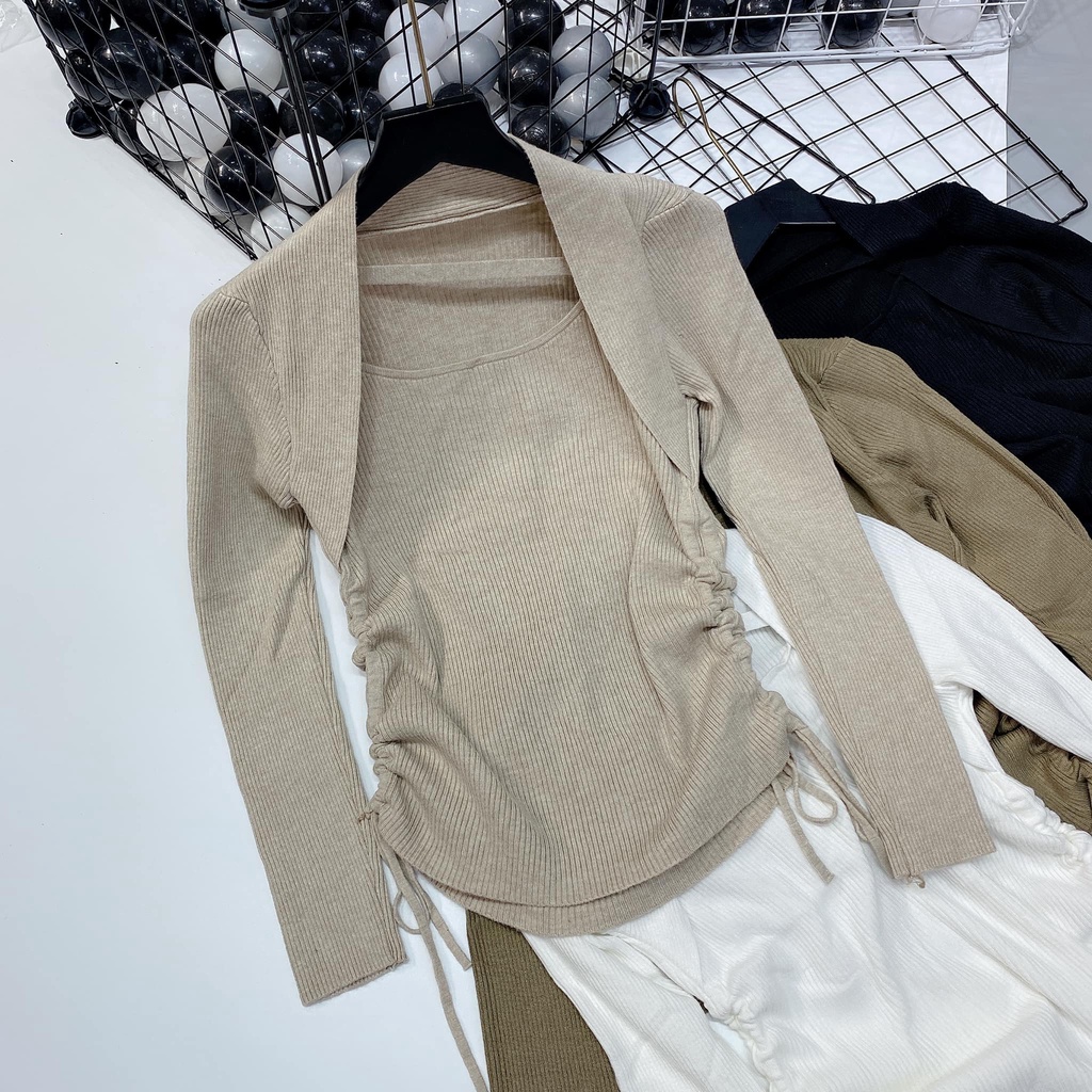 Áo len dây chéo cổ rút eo hot 9071(kèm ảnh thật,video) | BigBuy360 - bigbuy360.vn