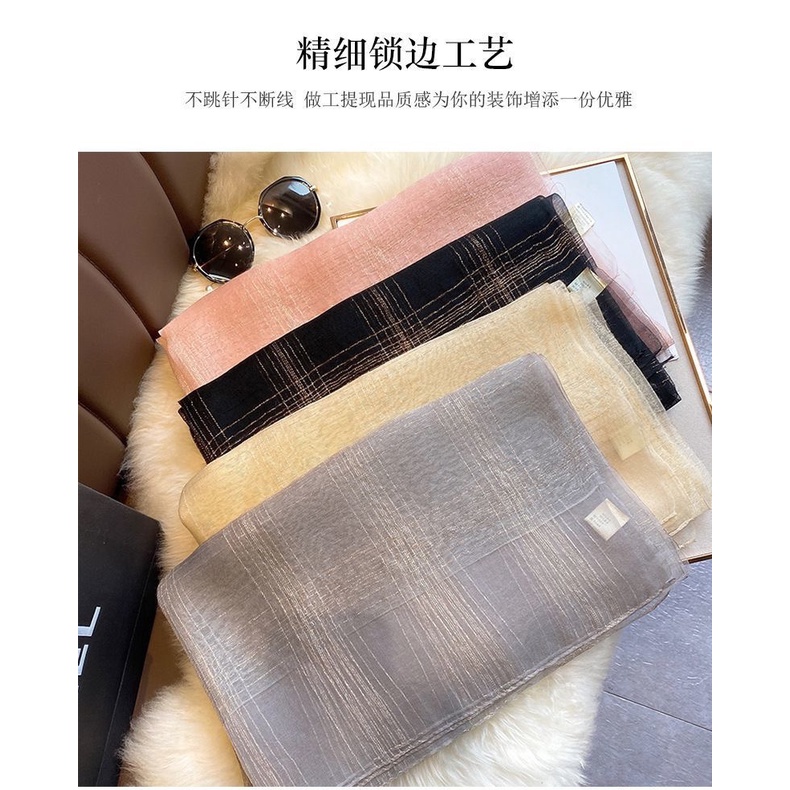 Khăn Choàng Lụa Dài Màu Bạc Thời Trang Thu Đông Phong Cách Hàn Quốc Mới Cho Nữ