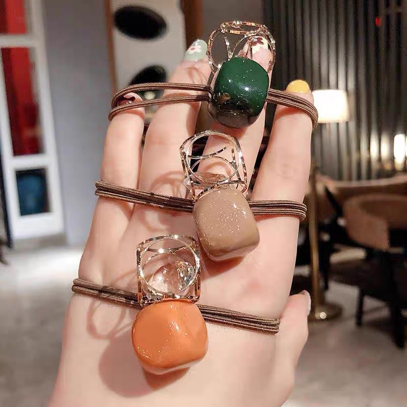 Chun buộc tóc hàn quốc có túi zip mix màu - Thun cột tóc cho bé