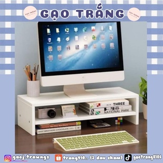 Kệ để máy tính màu trắng 2 tầng
