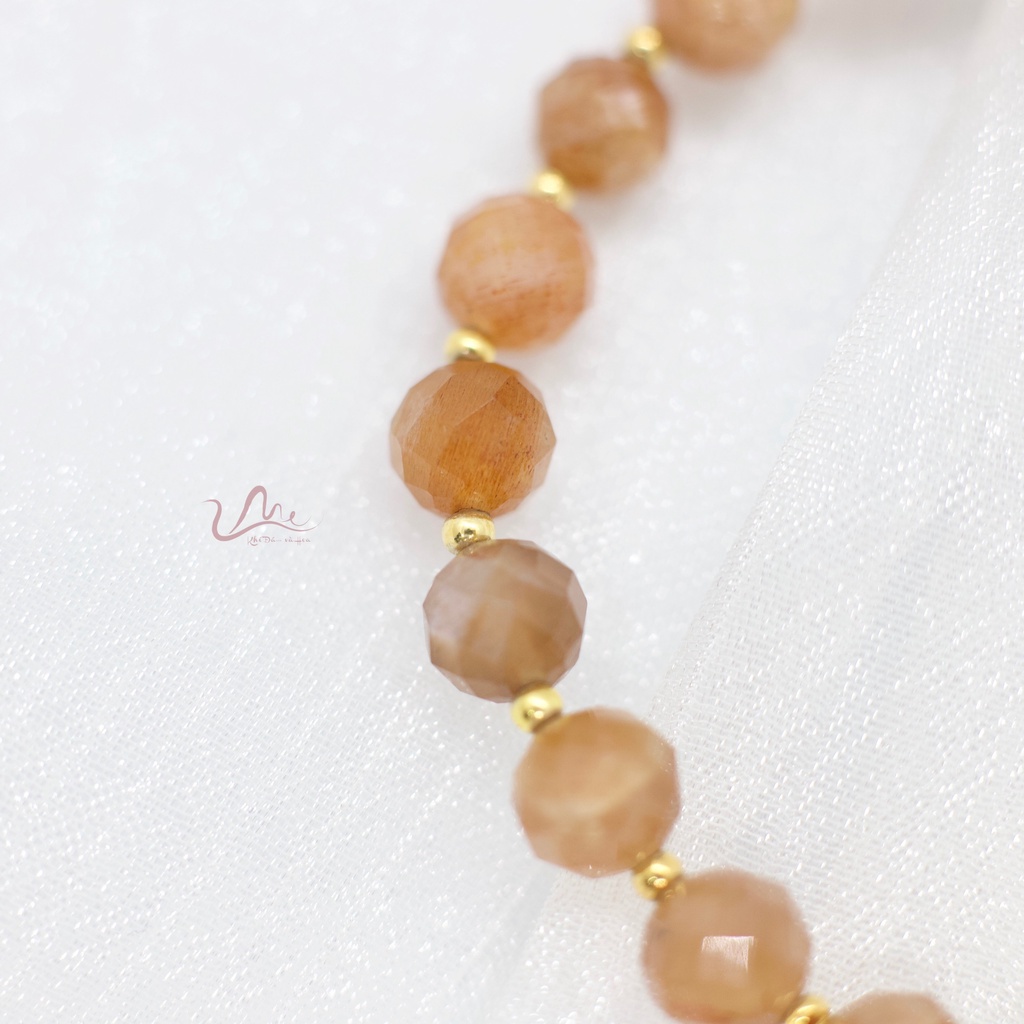 Vòng tay đá Mặt Trời 6,5mm tự nhiên (Sunstone Bracelet Nature) thời trang phong thủy UME