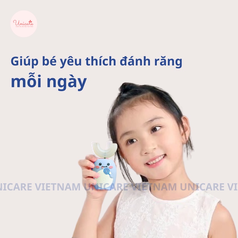 Bàn chải điện cho bé Sinex, Bàn chải điện trẻ em chữ U cho bé từ 2-12 tuổi hàng chính hãng