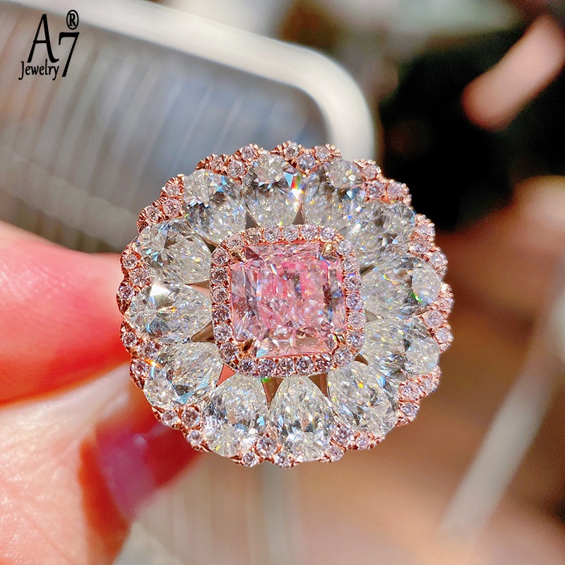 Nhẫn Hở Đính Đá Màu Hồng A7