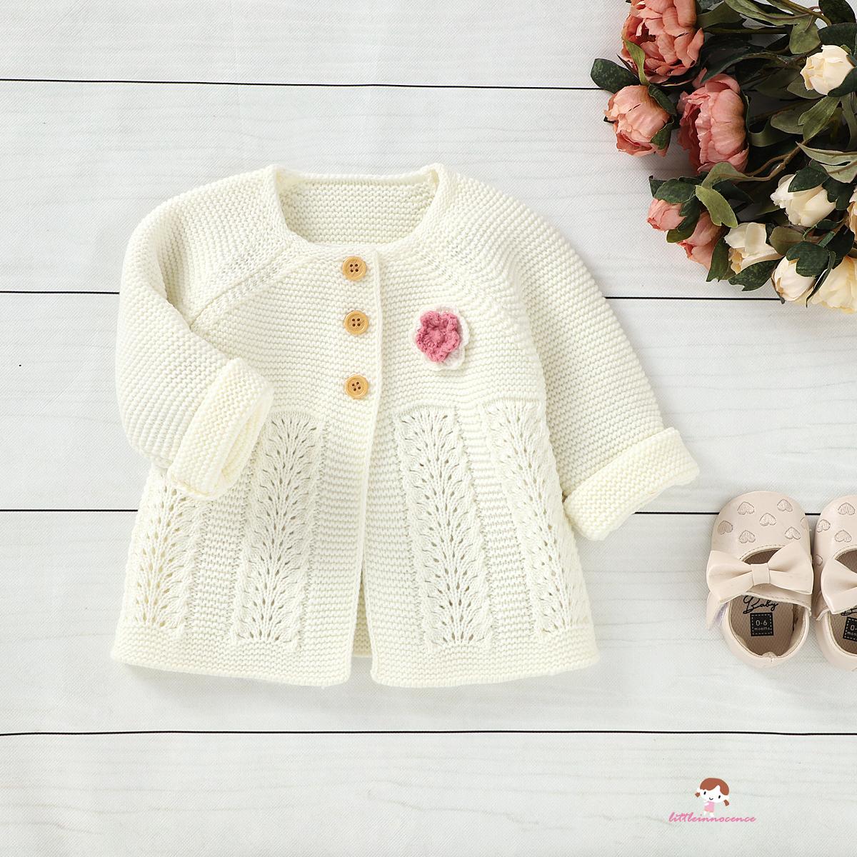 Áo Cardigan Dệt Kim Hoạ Tiết Hoa Cho Bé Gái 7-3 - 24 Tháng Tuổi