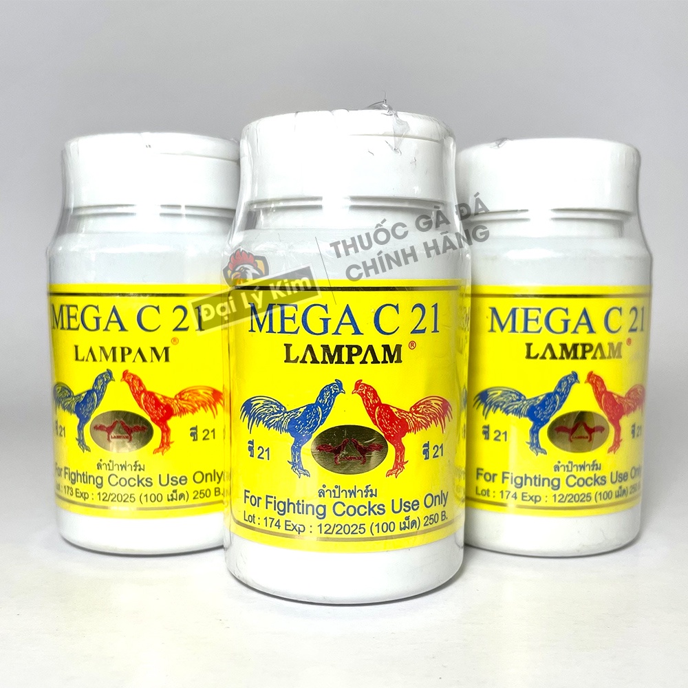 Dinh dưỡng nuôi gà đá tăng bo Mega C21, hủ 100 viên, nhập khẩu Thái Lan chính hãng