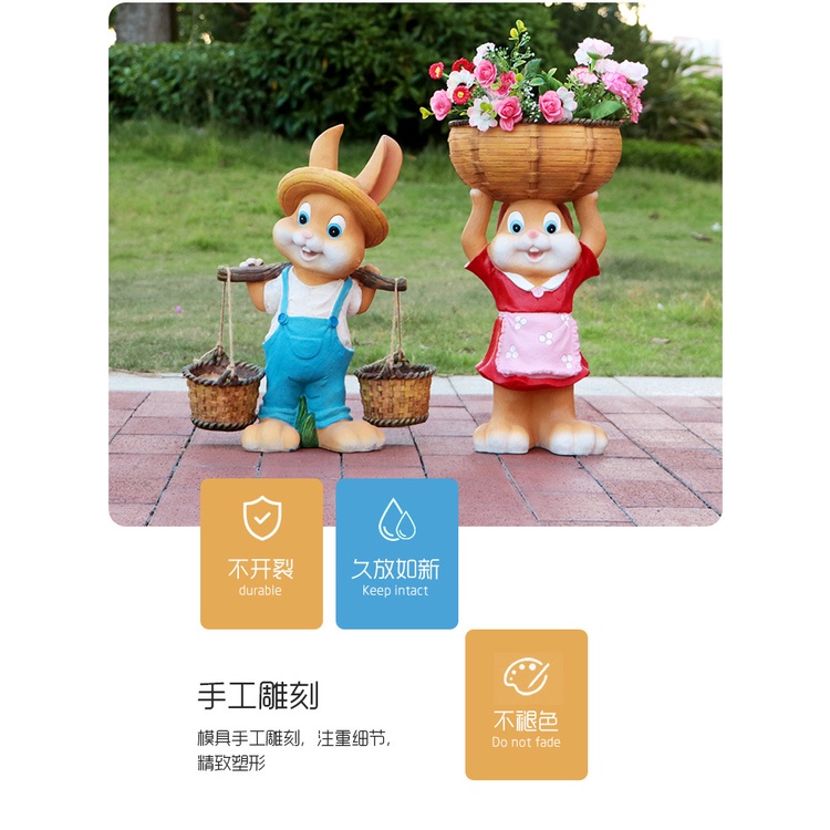 Chậu Hoa Bằng Thép Thủy Tinh Hình Thỏ Hoạt Hình Sáng Tạo Trang Trí Sân Vườn