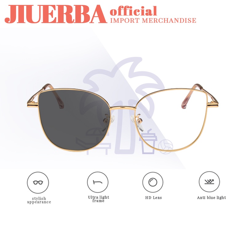 JIUERBA Kính Mát Mắt Mèo Gọng Kim Loại Chống Bức Xạ Thời Trang Chất Lượng Cao Cho Nữ
