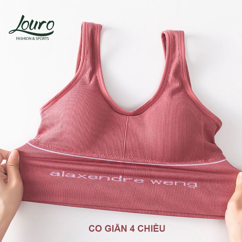 Áo bra croptop body Louro BL10, kiểu áo bra gym, yoga sexy thuộc bộ đồ tập có lót ngực, dáng crotop nâng ngực tôn dáng