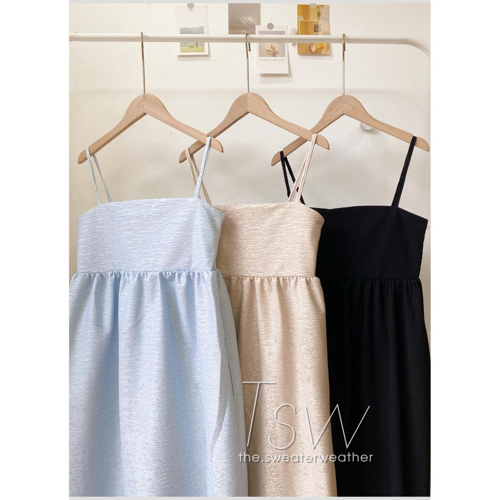 [Mã SKAMA06 giảm 8% tối đa 50K đơn 250K] Váy 2 dây babydoll gấm form rộng có túi bên TSW (Ảnh thật) | BigBuy360 - bigbuy360.vn