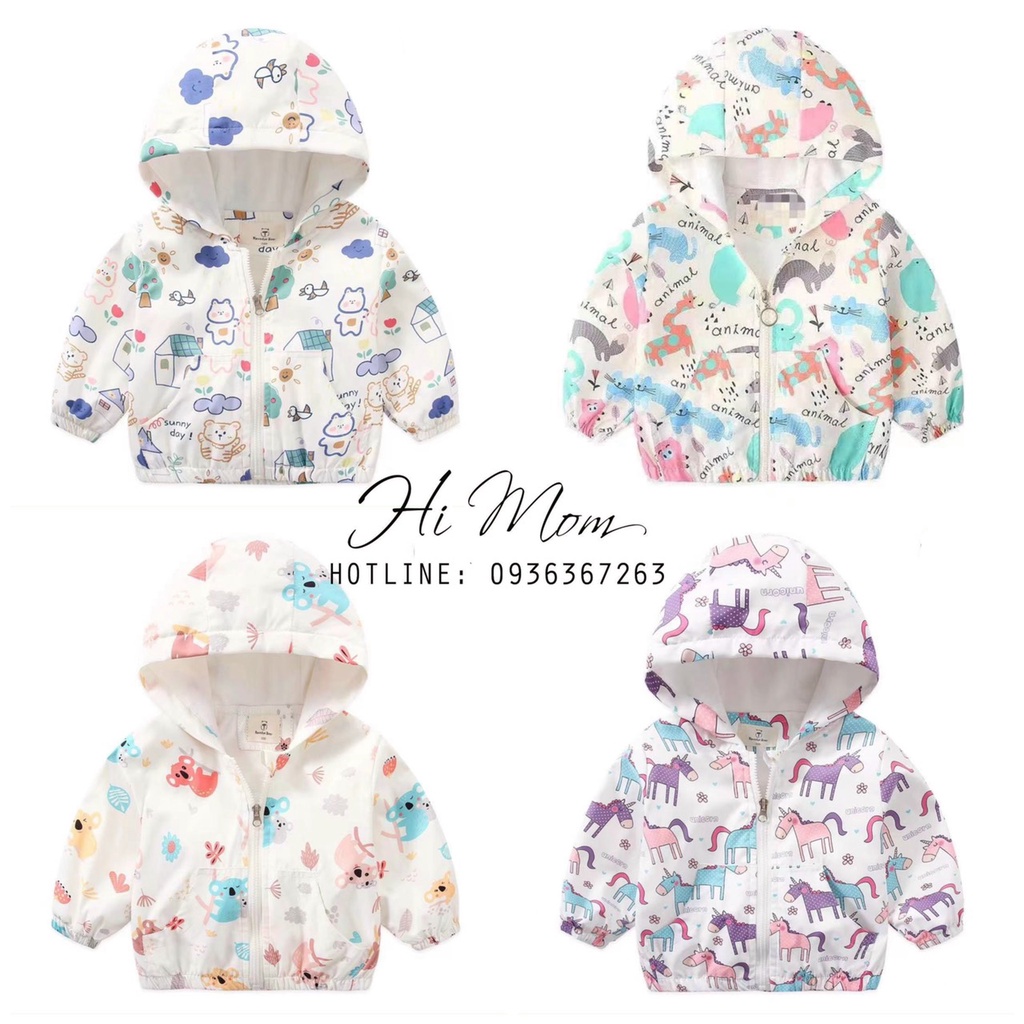 Áo khoác gió thu đông 2 lớp size trung cho bé gái từ 3-8 tuổi (11kg-28kg)