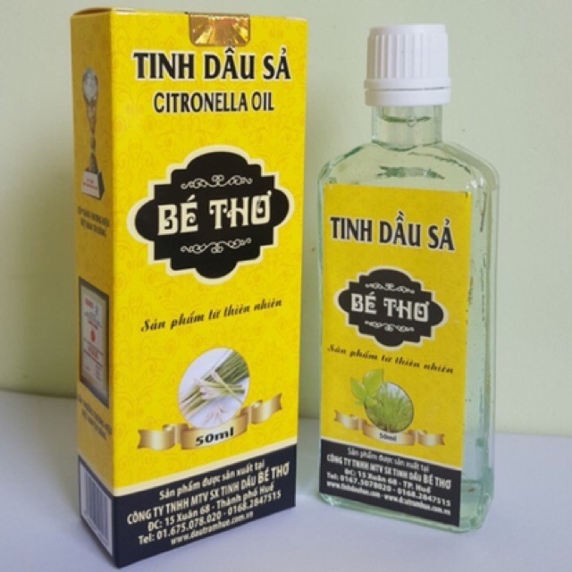 Combo 02 chai Tinh Dầu Sả 50ml - Thương hiệu BÉ THƠ chính hãng