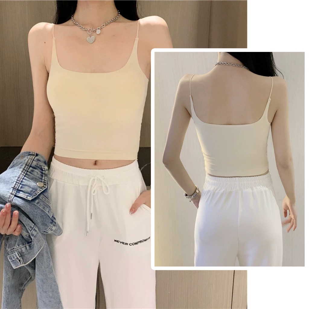 Áo 2 dây đơn mảnh chất su cực đẹp có đệm ngực, dáng croptop thời trang Havana FLA71