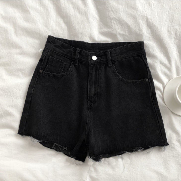 Quần short jeans lưng cao đơn giản thời trang màu hè cho nữ
