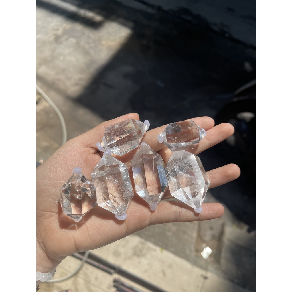Thach Anh Trắng trong 2 đầu - Clear Quartz double point | Đá thanh tẩy, tarot, sưu tầm | CADA DECOR