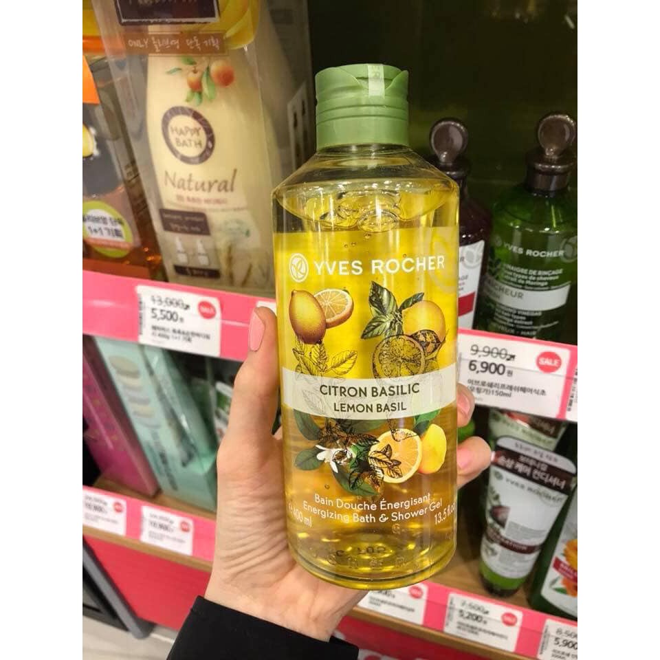 Gel Tắm Hương Chanh Và Húng Quế Yves Rocher Lemon Basil Energizing Bath & Shower Gel 400ml