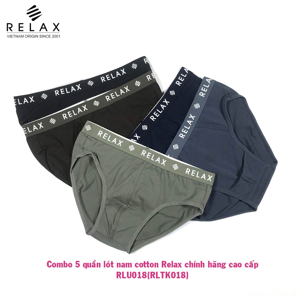 Combo 5 Quần sịp nam, Quần lót nam thun cotton RELAX RLU018, sịp thông hơi thoáng mát, Quần lót cho nam và nữ