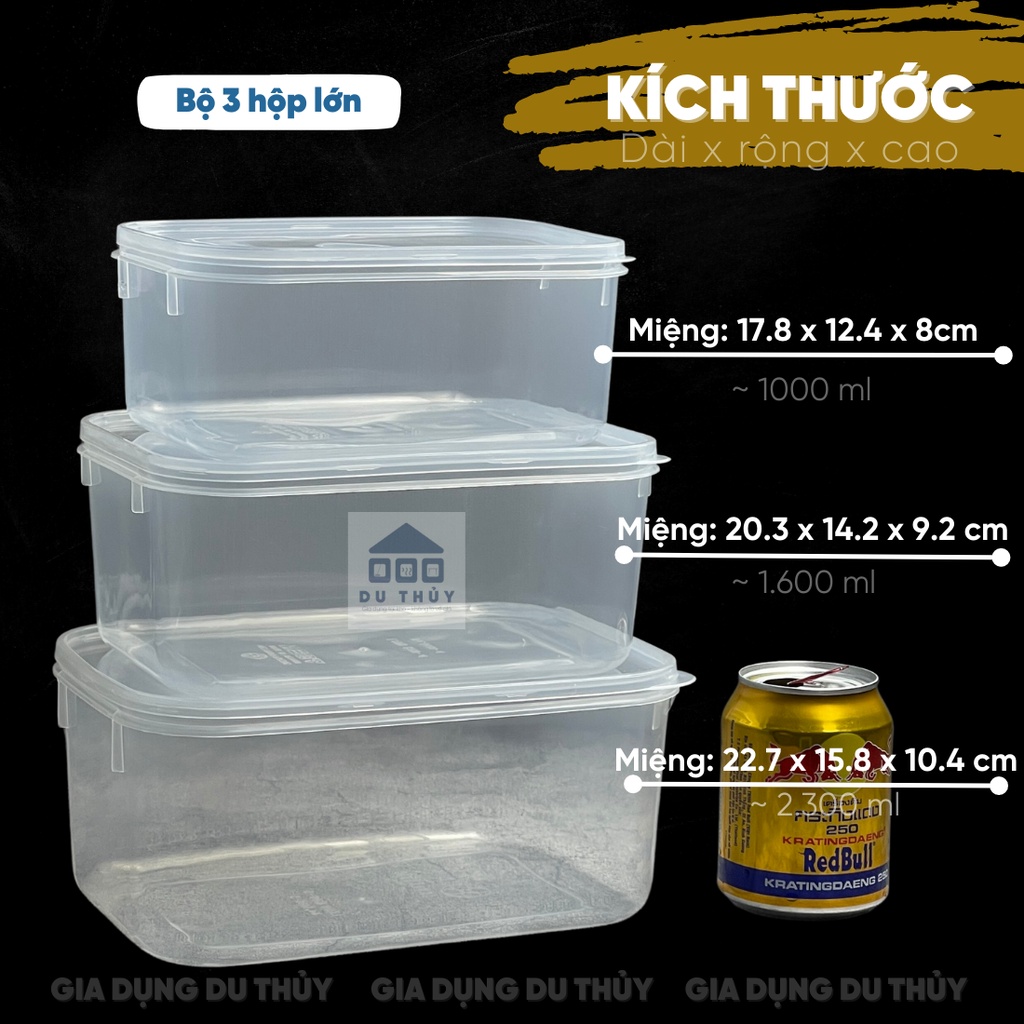 Bộ 5 hộp nhựa đựng thực phẩm Việt Nhật màu trắng trong 100% nhựa nguyên sinh đủ kích thước, thiết kế gọn cất giữ dễ dàng
