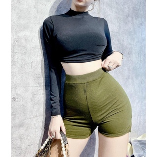 Ảnh thật shop chụp - Set đồ nữ áo croptop màu đen, nâu hở lưng quyến rũ