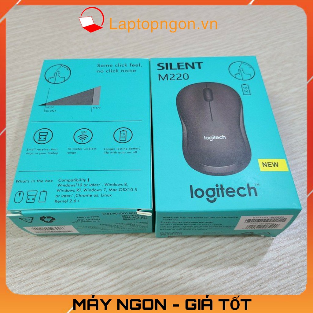 Chuột Máy Tính Laptop Loại Không Dây Logitech Silent M220 New Giảm Tiếng Ồn