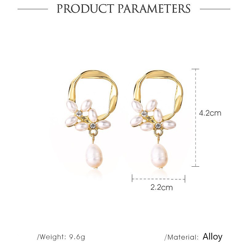 Hoa Tai Dáng Dài Đính Ngọc Trai Phong Cách Retro