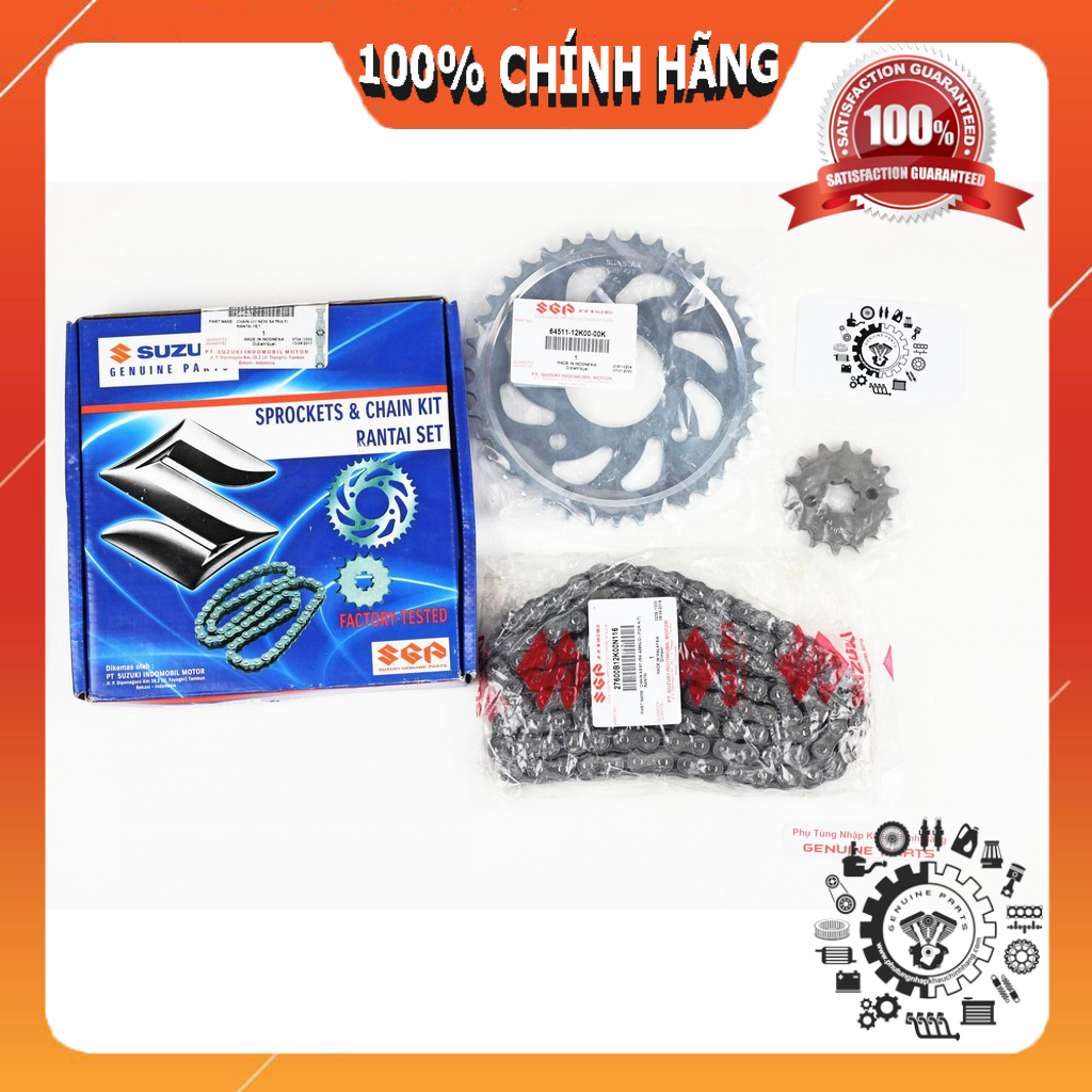 Bộ nhông sên đĩa zin SATRIA FI, RAIDER FI nhập khẩu Suzuki Indo